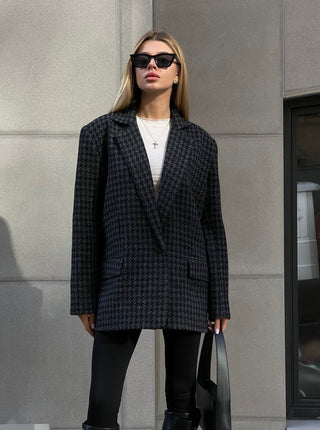 Charcoal houndstooth oversized jacket - MONOD