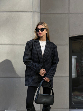 Charcoal houndstooth oversized jacket - MONOD