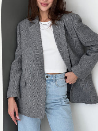 Cityscape Grey print oversized jacket - MONOD