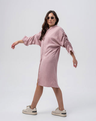 Dusty Blush Elegance Shirt-Dress - MONOD