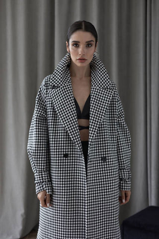 Houndstooth Printed Coat - MONOD