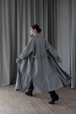 Houndstooth Printed Coat - MONOD