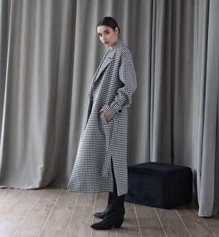 Houndstooth Printed Coat - MONOD