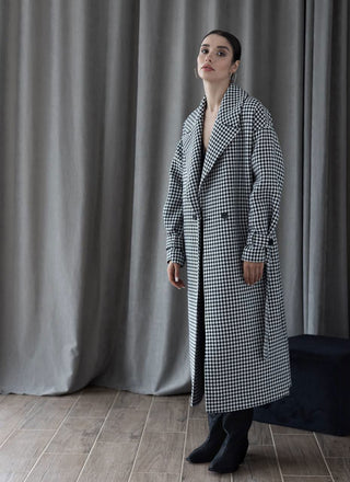 Houndstooth Printed Coat - MONOD