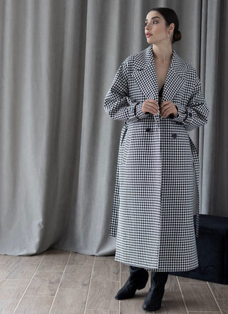 Houndstooth Printed Coat - MONOD