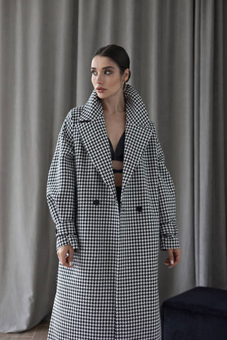 Houndstooth Printed Coat - MONOD