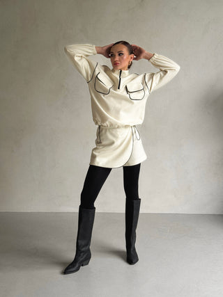 Ivory Whisper Woolen Suit with shorts
