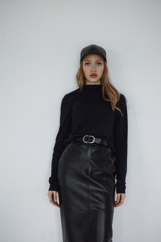 Noir Chic eco-leather skirt maxi