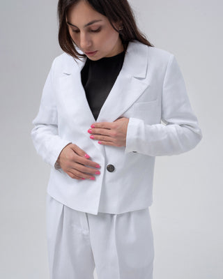Ivory Breeze Elegance Cropped Jacket - MONOD