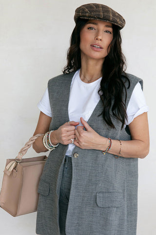 Linen suit with maxi skirt gray - MONOD