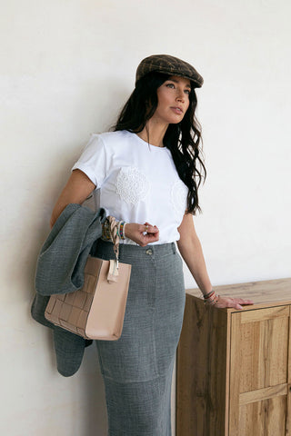 Linen suit with maxi skirt gray - MONOD
