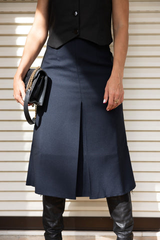 Navy Noir woolen midi skirt - MONOD