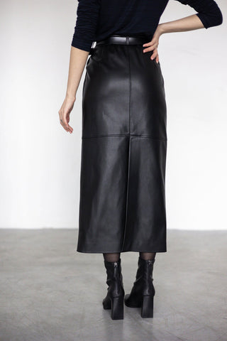 Noir Chic eco-leather skirt maxi - MONOD