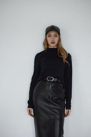 Noir Chic eco-leather skirt maxi - MONOD