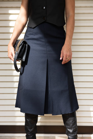 Navy Noir woolen midi skirt